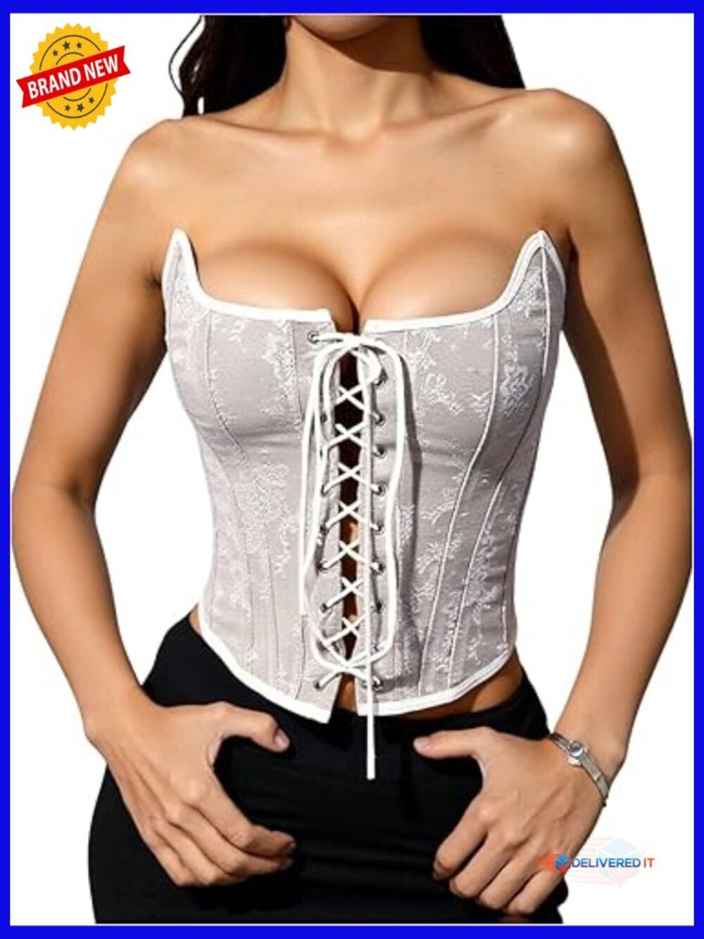 Renaissance Corset Bustier Tops Shapewear Lingerie Lace Up Floral Overbust Crop